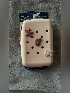 Silicone Bottle Pouch with Decorative Charms - Light Pink